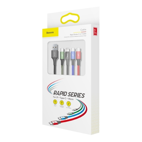 USB кабел Baseus 4 in 1 2USB Type C Micro USB 3.5A 1.2M 