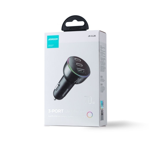 Авто зарядно JOYROOM CL26 70W 3 вградени порта 1 USB  2 USB Type C