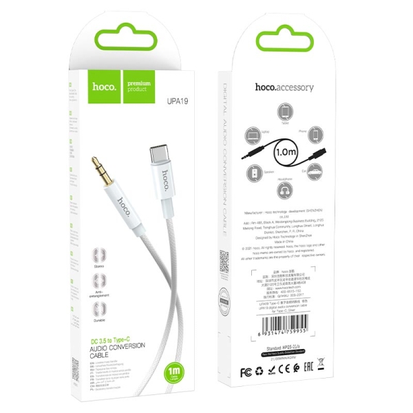 AUX Cable HOCO Jack 3,5mm to Type C UPA19 1m 