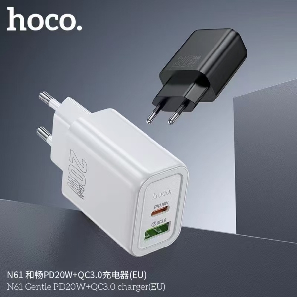 Накрайник адаптер 220V HOCO N61 USB-port Type C-port 20W