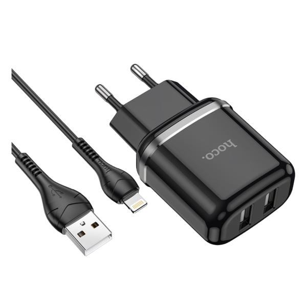 Зарядно устройство HOCO N4 2 USB to lightning 220V 