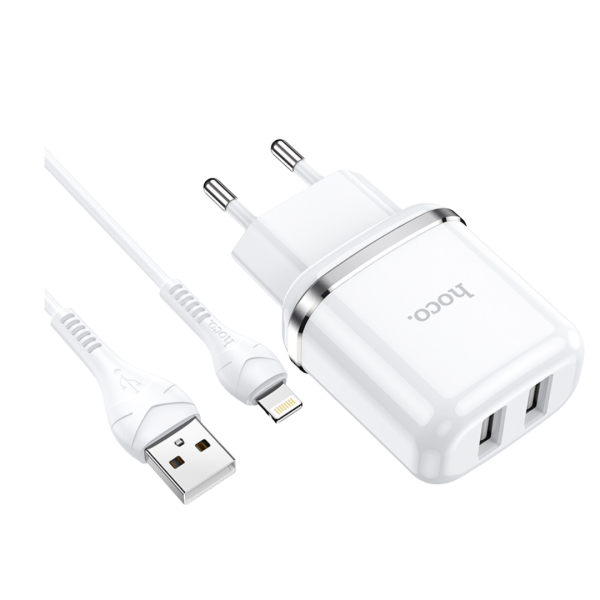 Зарядно устройство HOCO N4 2 USB to lightning 220V 