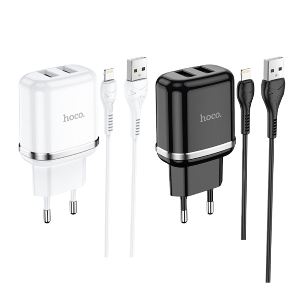 Зарядно устройство HOCO N4 2 USB to lightning 220V 