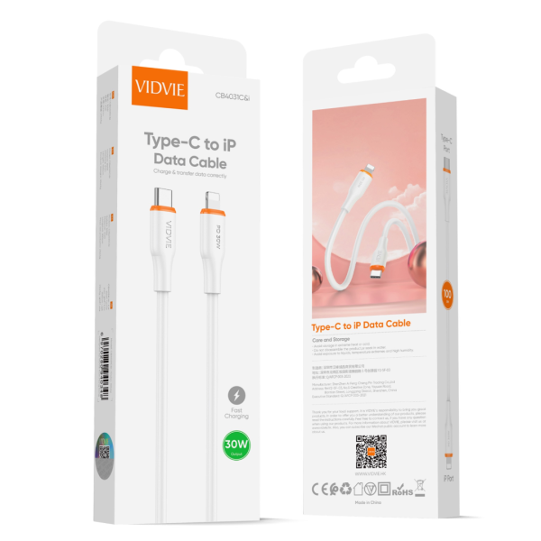 USB кабел VIDVIE CB4031 Type C to lightning 30W 1m