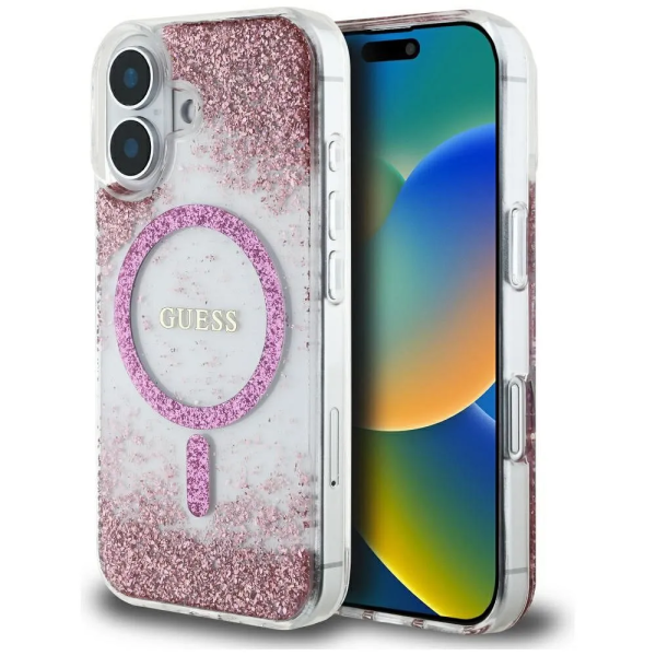 iPhone 16 GUESS CASE MagSafe ( Bottom Glitter)
