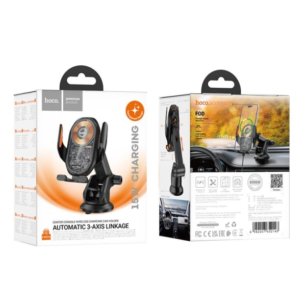 Стойка за автомобил HOCO HW34 Wireless Fast Charger