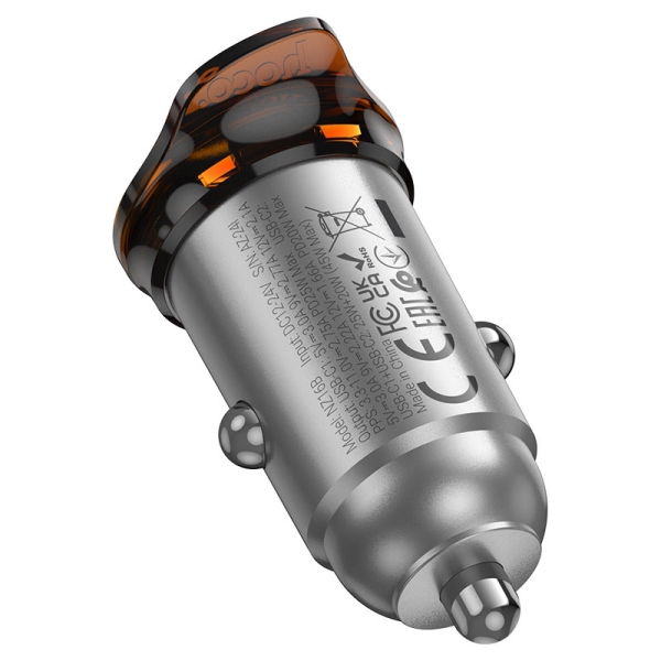 Авто накрайник HOCO NZ16B Rigorous PD45W (2 port Type C) 