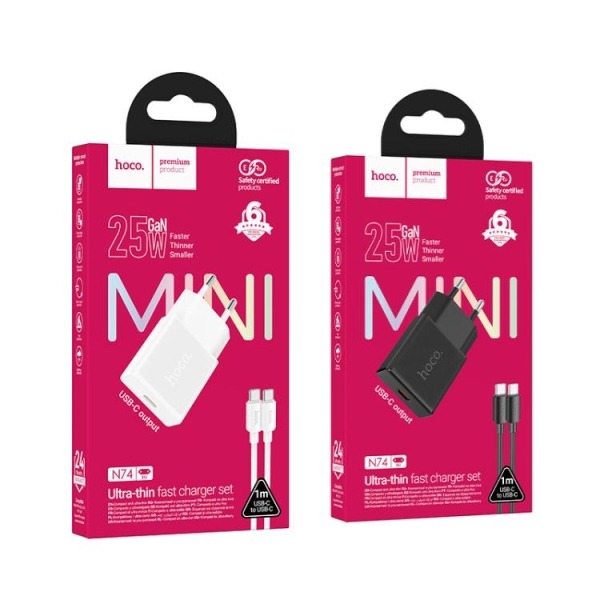 Зарядно устройство HOCO N74 Speed single-port PD25W ultra-thin charger set Type C to Type C