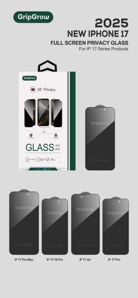 iPhone 17 Pro Max GRIP GROW HD 5D PRIVACY GLASS