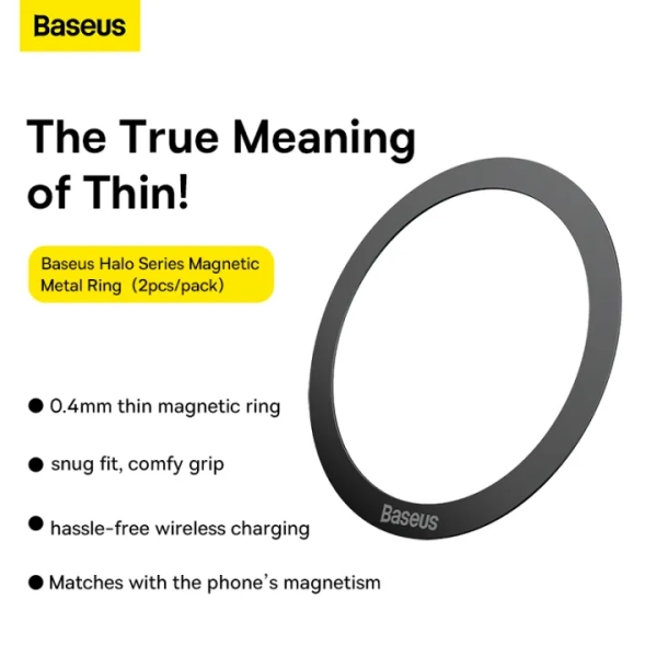 Baseus 2Pcs Magnetic Sticker For Wireless Charger Metal Plate Ring For Magsafe Phone Holder Iron Sheet Magnet 