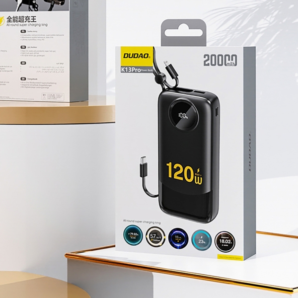 Dudao K13 10000mAh Powerbank with Built-in Cable