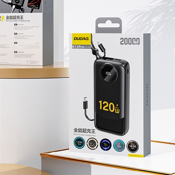 Dudao K13 Pro 20000mAh Powerbank with Built-in Cable