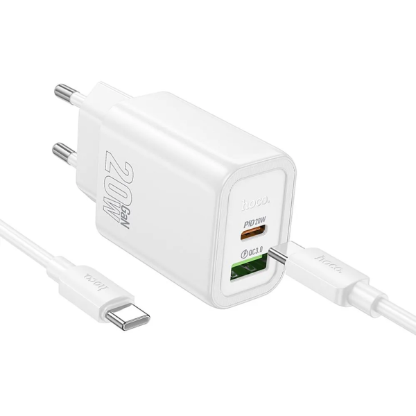 Зарядно устройство HOCO 220V N61 20W/1USB A/1USB C кабел Type C- Type C  